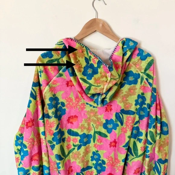Natural Life Floral Hooded Plush Poncho One Size - Picture 14 of 14
